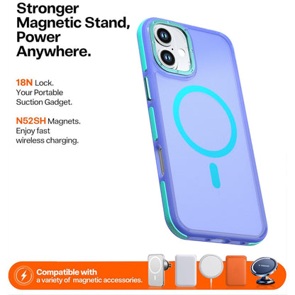 For iPhone 16 Plus Two-tone Contrast Magnetic Phone Case - Blue - EDA009981502B