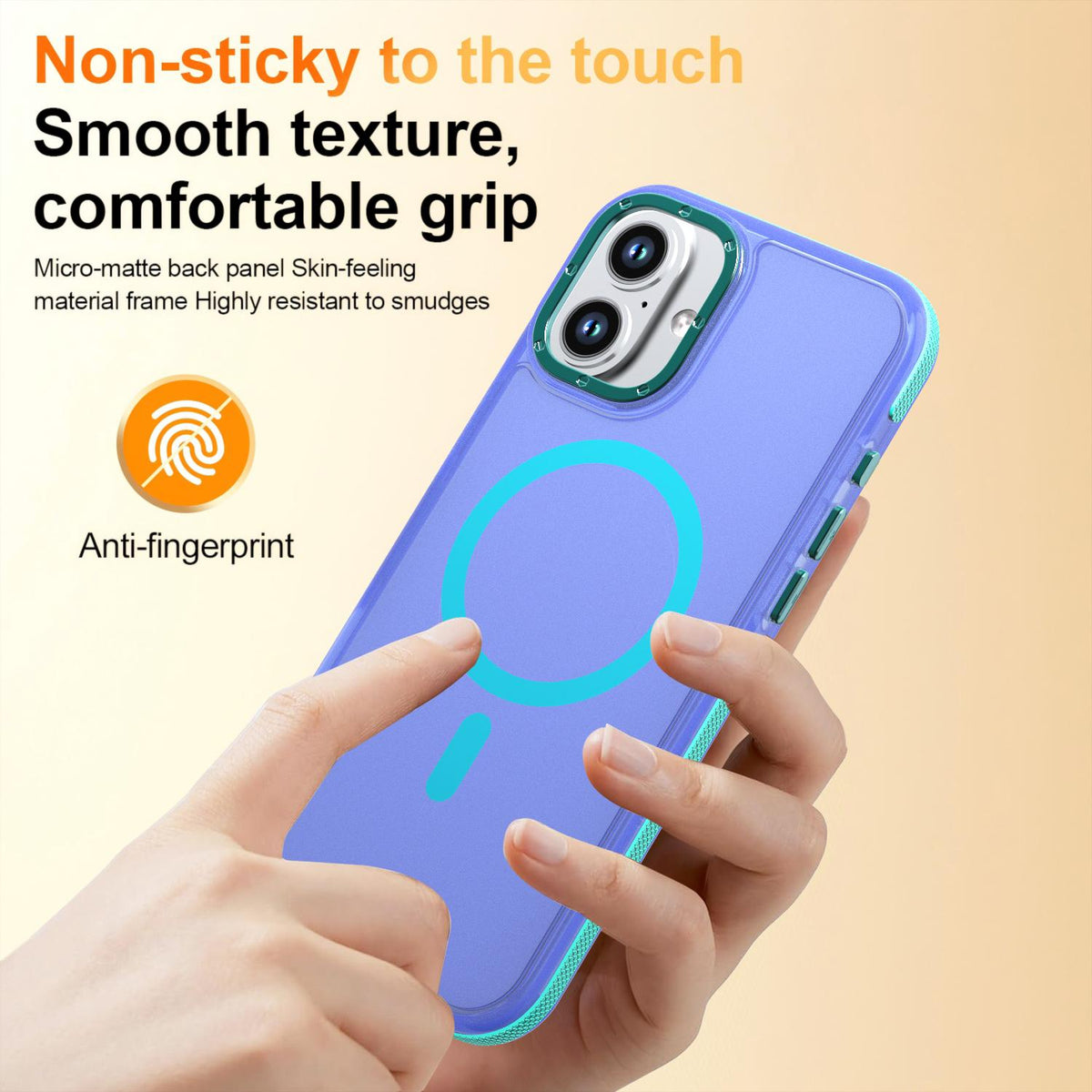 For iPhone 16 Plus Two-tone Contrast Magnetic Phone Case - Blue - EDA009981502B
