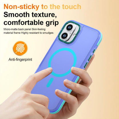 For iPhone 16 Plus Two-tone Contrast Magnetic Phone Case - Blue - EDA009981502B