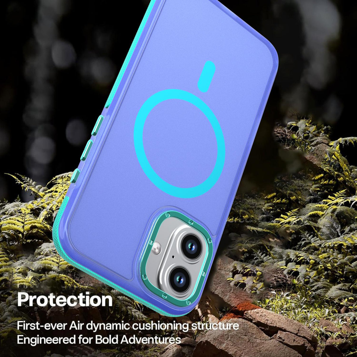 For iPhone 16 Plus Two-tone Contrast Magnetic Phone Case - Blue - EDA009981502B