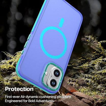 For iPhone 16 Plus Two-tone Contrast Magnetic Phone Case - Blue - EDA009981502B