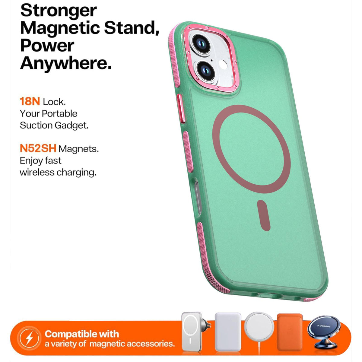 For iPhone 16 Plus Two-tone Contrast Magnetic Phone Case - Green - EDA009981502C