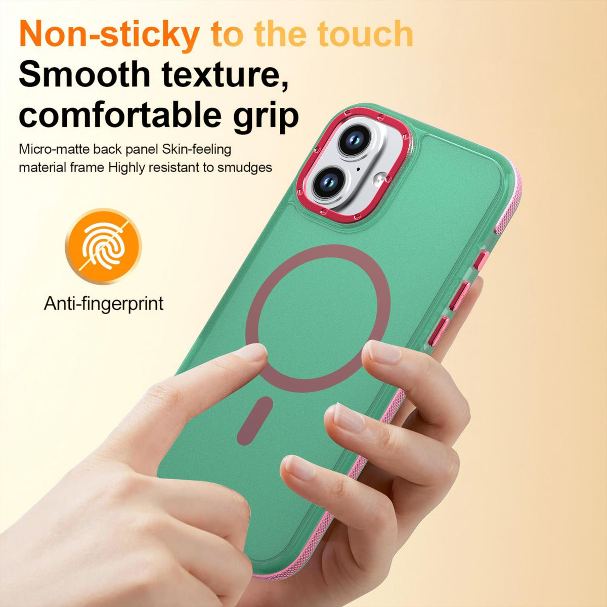 For iPhone 16 Plus Two-tone Contrast Magnetic Phone Case - Green - EDA009981502C
