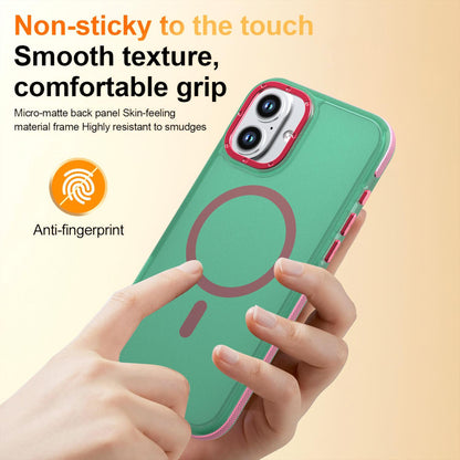 For iPhone 16 Plus Two-tone Contrast Magnetic Phone Case - Green - EDA009981502C