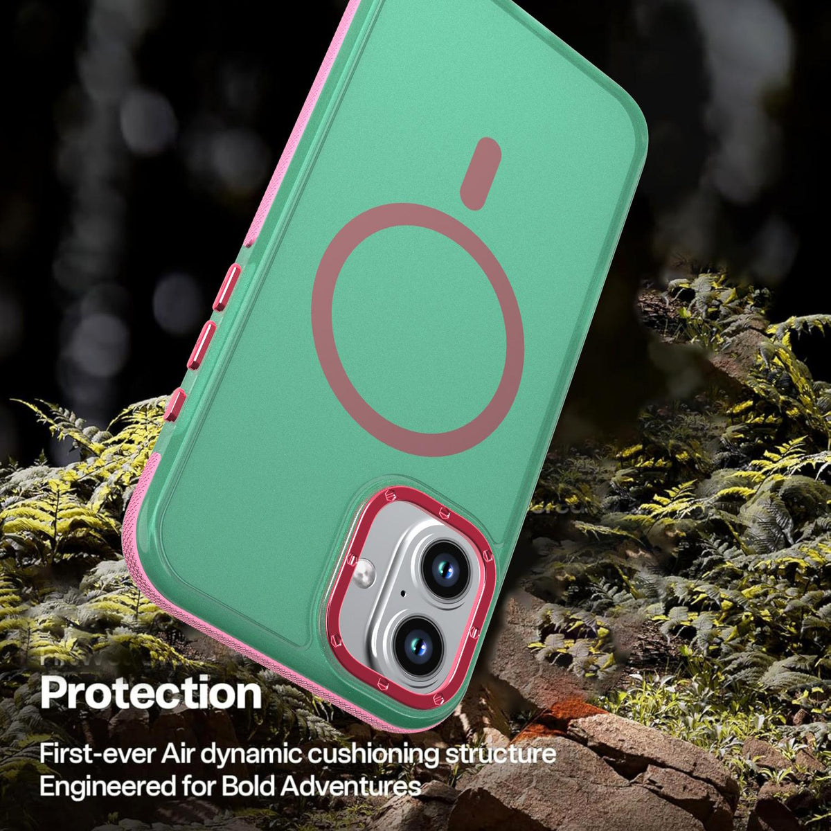 For iPhone 16 Plus Two-tone Contrast Magnetic Phone Case - Green - EDA009981502C