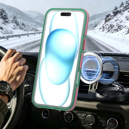 For iPhone 16 Plus Two-tone Contrast Magnetic Phone Case - Green - EDA009981502C