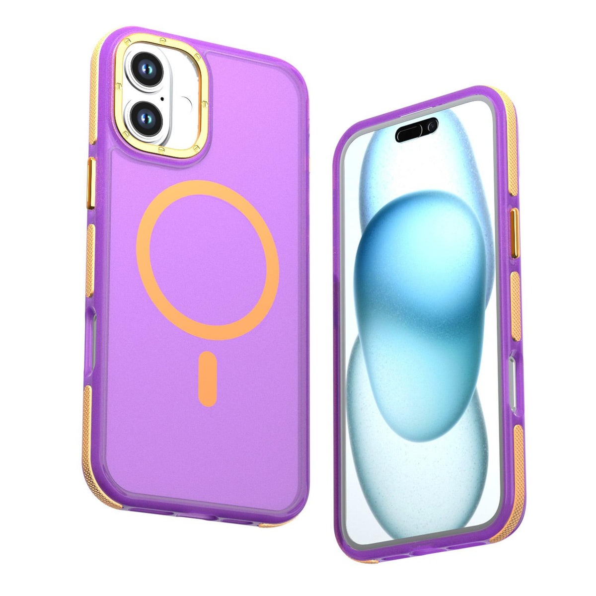 For iPhone 16 Plus Two-tone Contrast Magnetic Phone Case - Purple - EDA009981502D