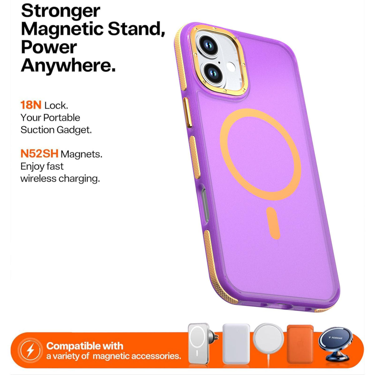 For iPhone 16 Plus Two-tone Contrast Magnetic Phone Case - Purple - EDA009981502D