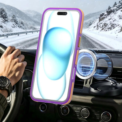 For iPhone 16 Plus Two-tone Contrast Magnetic Phone Case - Purple - EDA009981502D