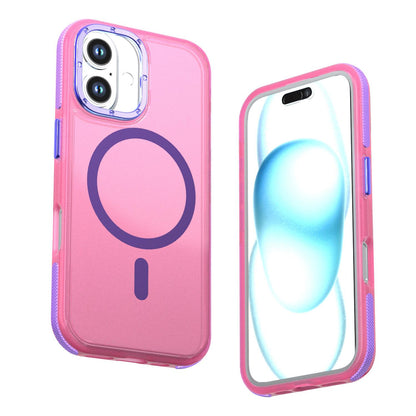 For iPhone 16 Two-tone Contrast Magnetic Phone Case - Pink - EDA009981503A