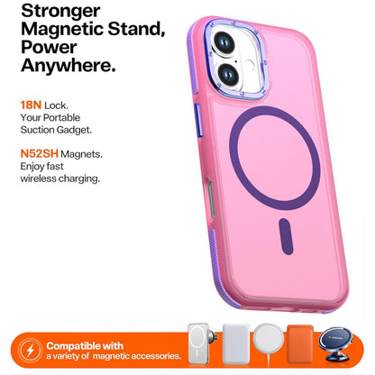 For iPhone 16 Two-tone Contrast Magnetic Phone Case - Pink - EDA009981503A