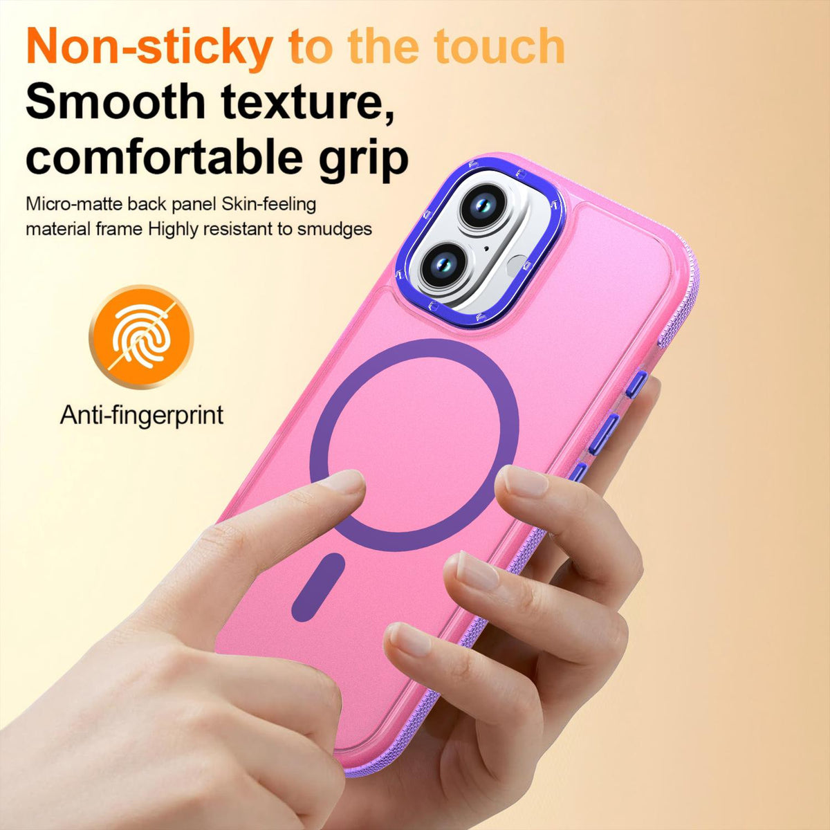 For iPhone 16 Two-tone Contrast Magnetic Phone Case - Pink - EDA009981503A