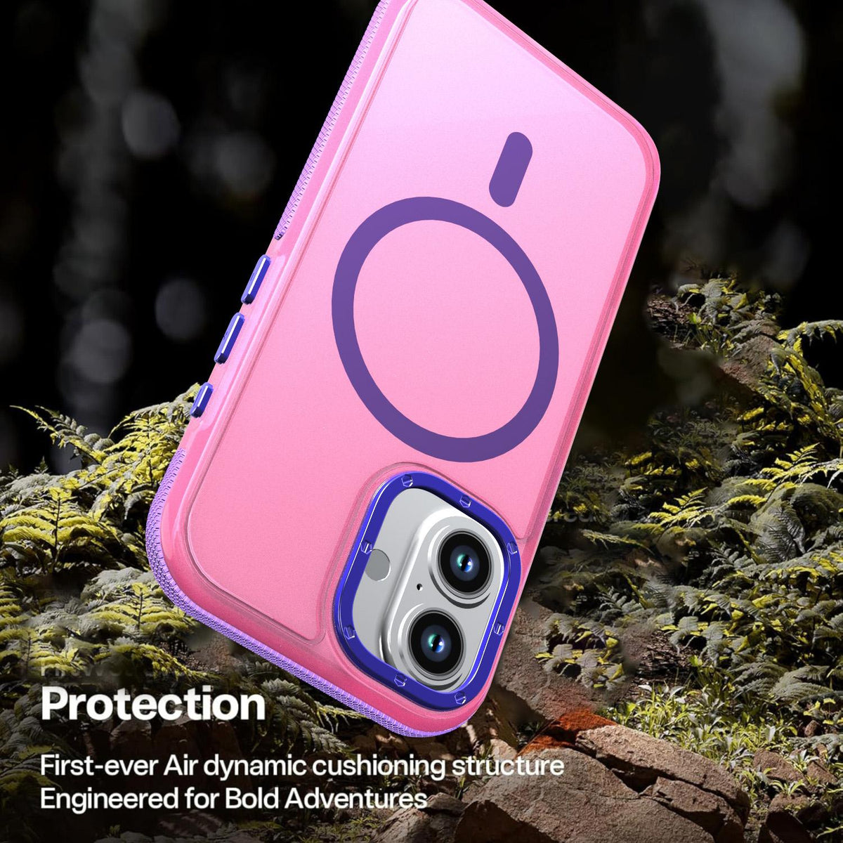 For iPhone 16 Two-tone Contrast Magnetic Phone Case - Pink - EDA009981503A