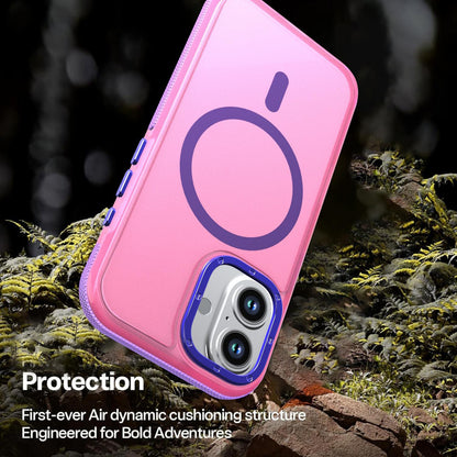 For iPhone 16 Two-tone Contrast Magnetic Phone Case - Pink - EDA009981503A