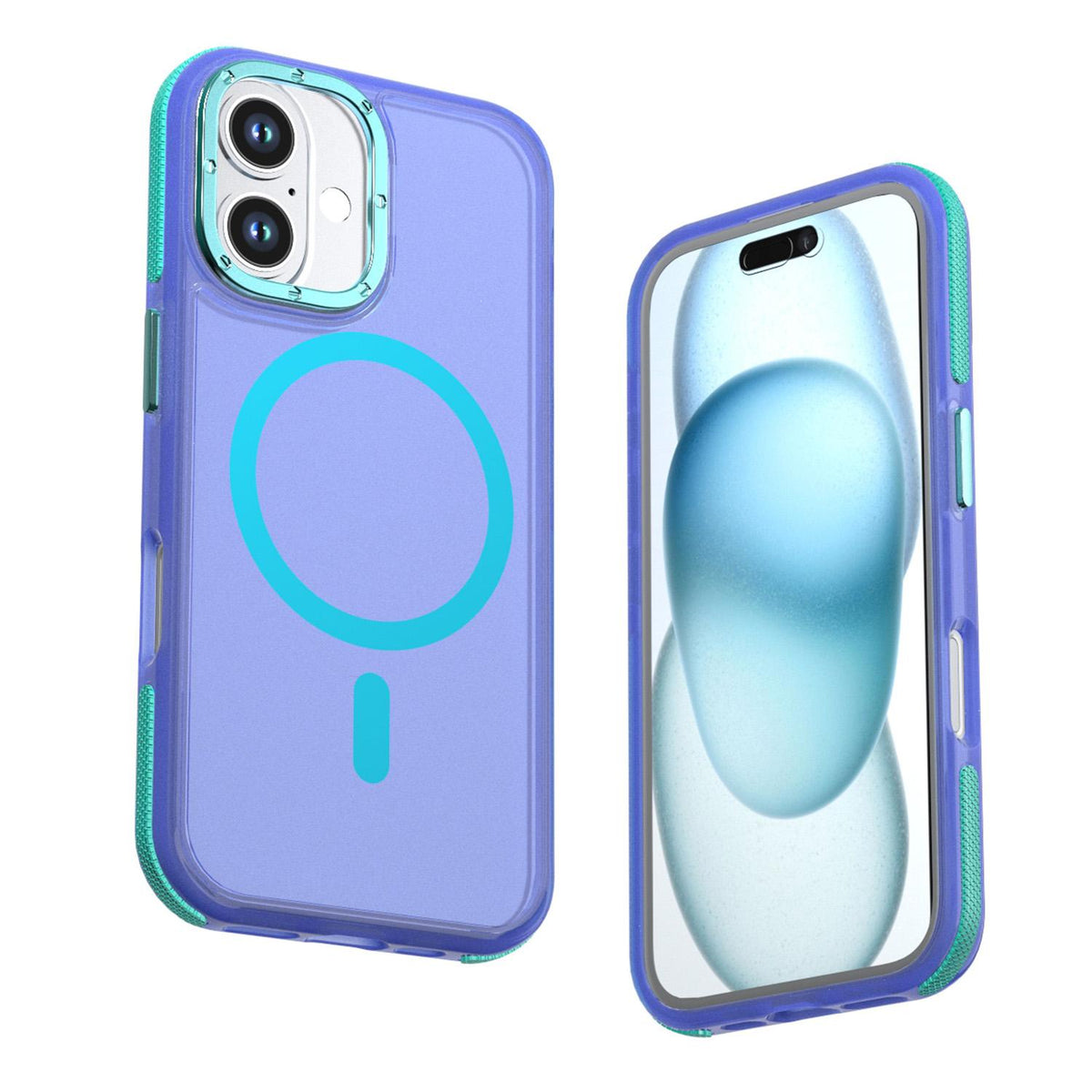 For iPhone 16 Two-tone Contrast Magnetic Phone Case - Blue - EDA009981503B