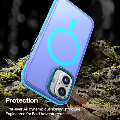 For iPhone 16 Two-tone Contrast Magnetic Phone Case - Blue - EDA009981503B