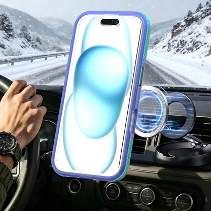 For iPhone 16 Two-tone Contrast Magnetic Phone Case - Blue - EDA009981503B