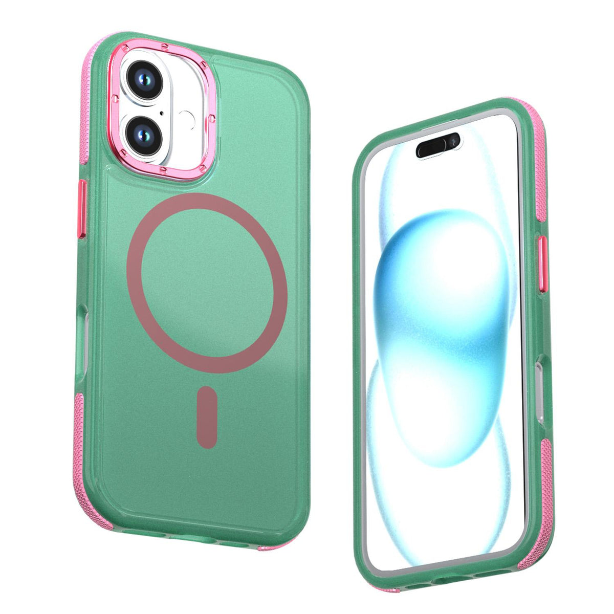 For iPhone 16 Two-tone Contrast Magnetic Phone Case - Green - EDA009981503C