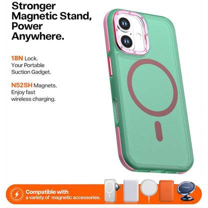 For iPhone 16 Two-tone Contrast Magnetic Phone Case - Green - EDA009981503C