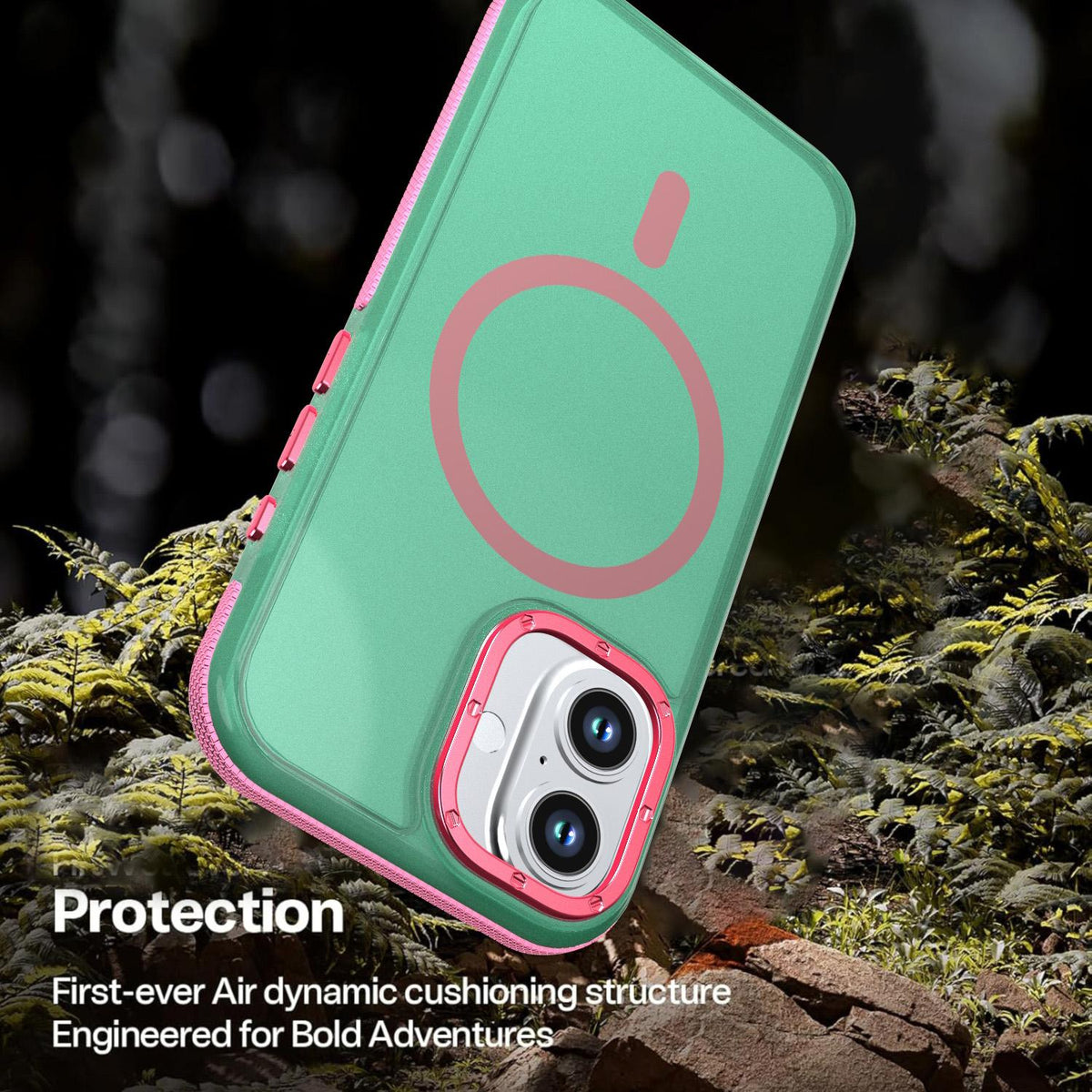 For iPhone 16 Two-tone Contrast Magnetic Phone Case - Green - EDA009981503C