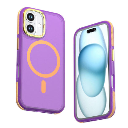For iPhone 16 Two-tone Contrast Magnetic Phone Case - Purple - EDA009981503D