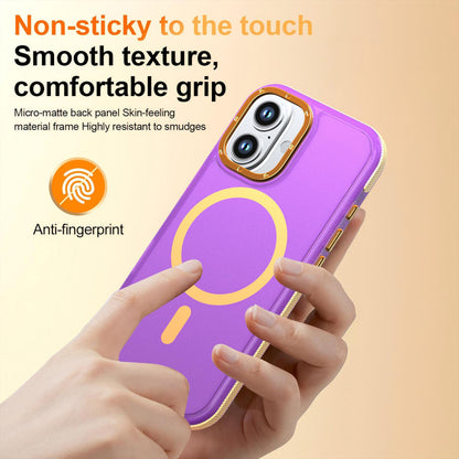 For iPhone 16 Two-tone Contrast Magnetic Phone Case - Purple - EDA009981503D
