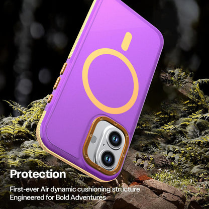For iPhone 16 Two-tone Contrast Magnetic Phone Case - Purple - EDA009981503D