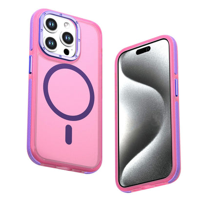 For iPhone 15 Pro Max Two-tone Contrast Magnetic Phone Case - Pink - EDA009981504A