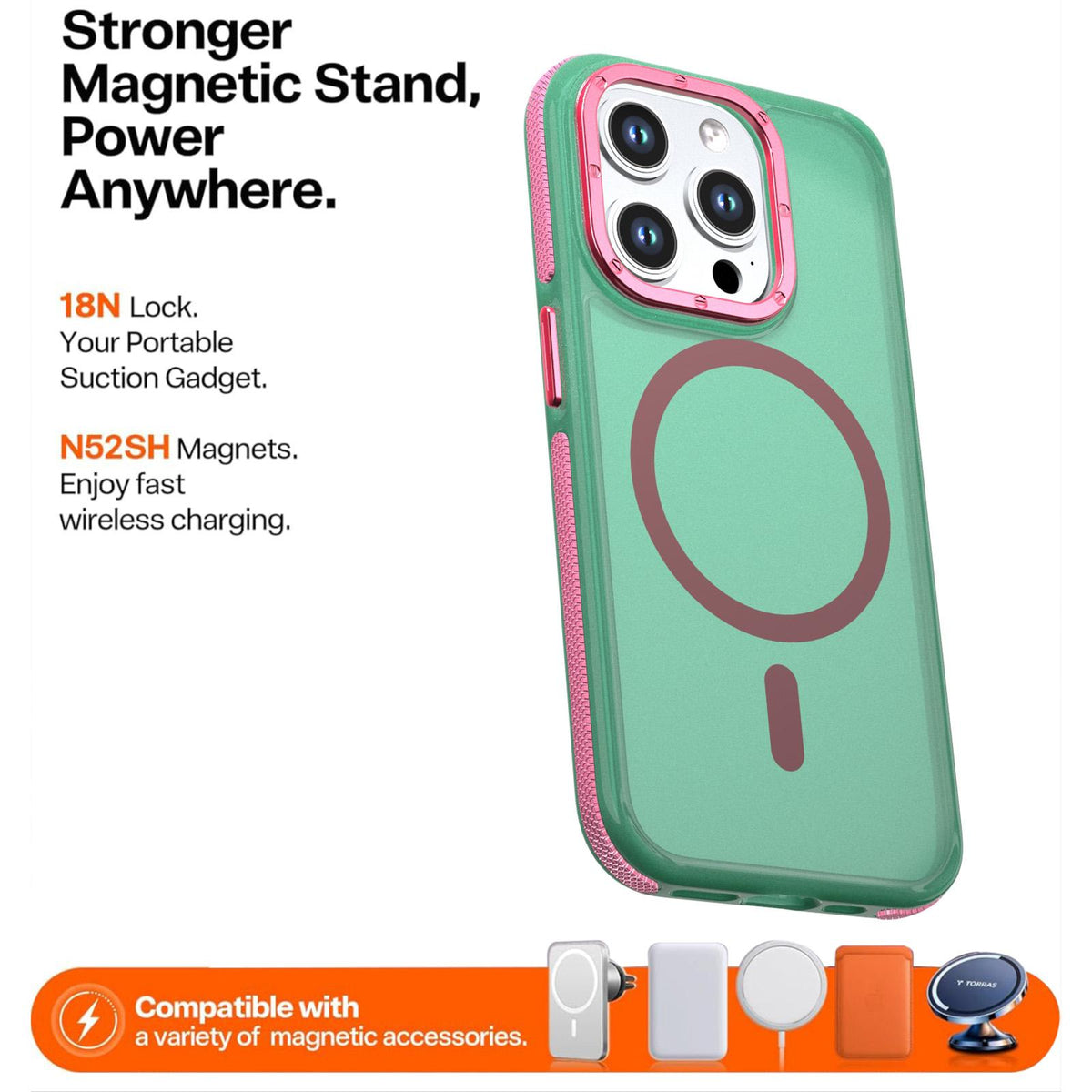 For iPhone 15 Pro Max Two-tone Contrast Magnetic Phone Case - Green - EDA009981504C