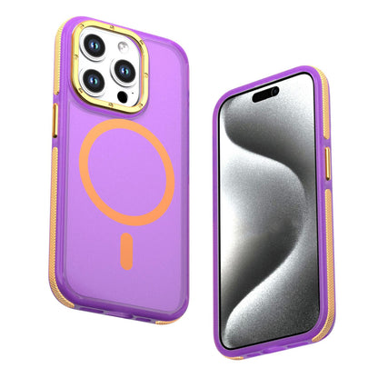 For iPhone 15 Pro Max Two-tone Contrast Magnetic Phone Case - Purple - EDA009981504D