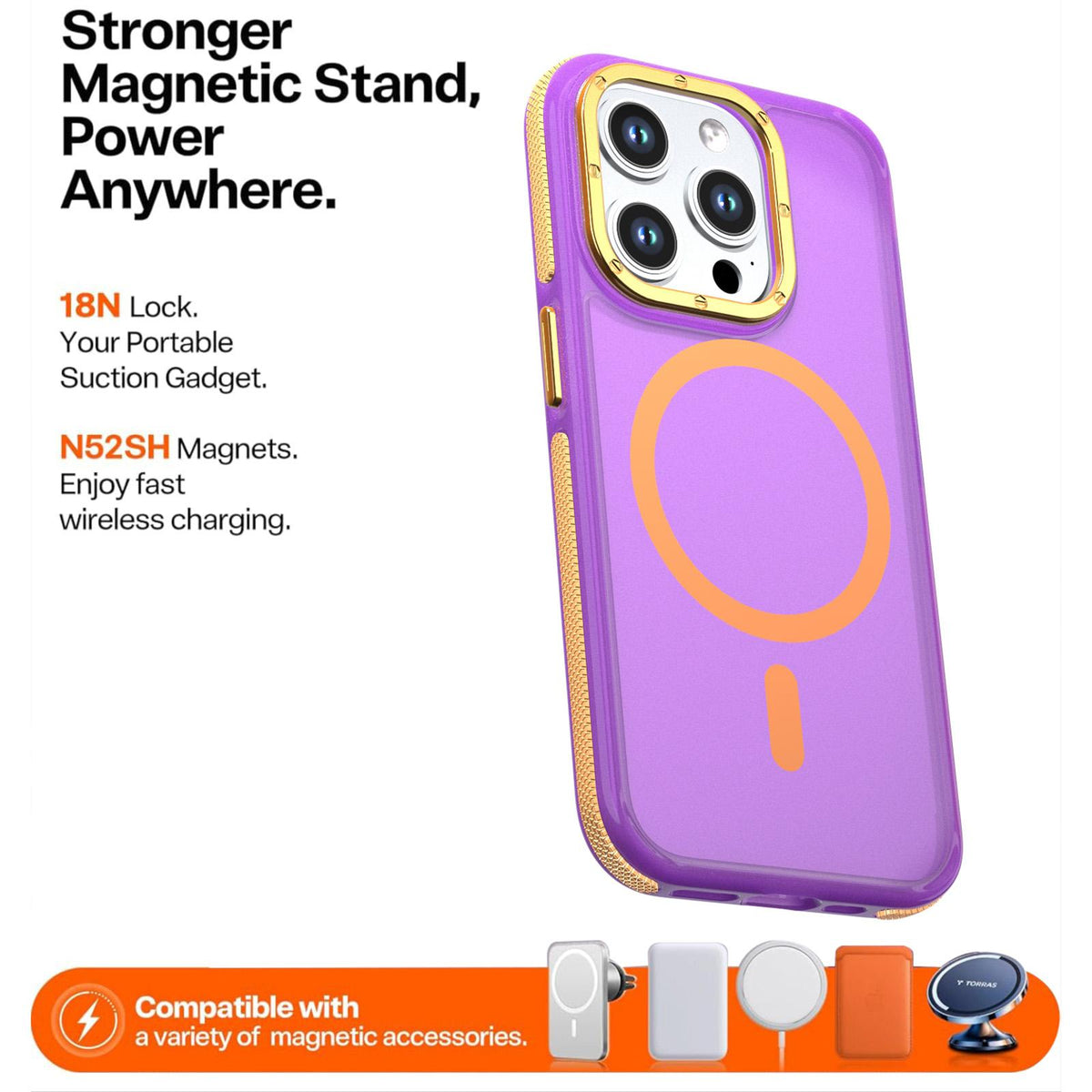 For iPhone 15 Pro Max Two-tone Contrast Magnetic Phone Case - Purple - EDA009981504D