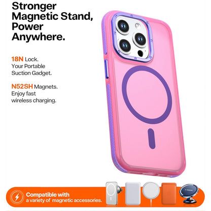For iPhone 15 Pro Two-tone Contrast Magnetic Phone Case - Pink - EDA009981505A