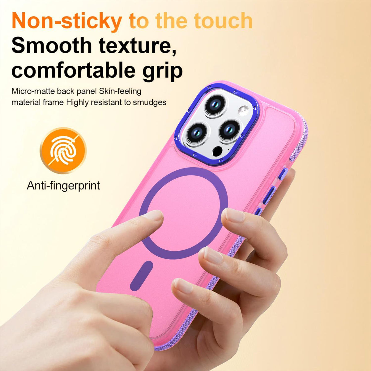 For iPhone 15 Pro Two-tone Contrast Magnetic Phone Case - Pink - EDA009981505A