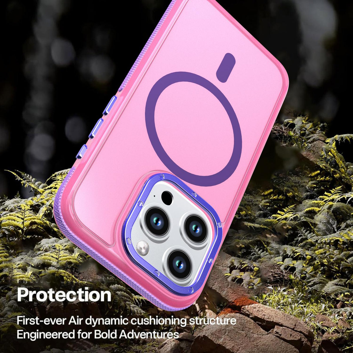 For iPhone 15 Pro Two-tone Contrast Magnetic Phone Case - Pink - EDA009981505A