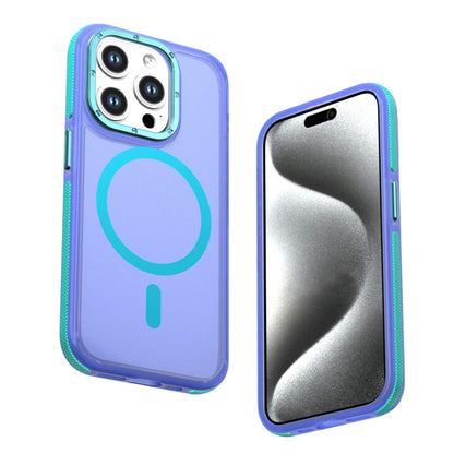 For iPhone 15 Pro Two-tone Contrast Magnetic Phone Case - Blue - EDA009981505B