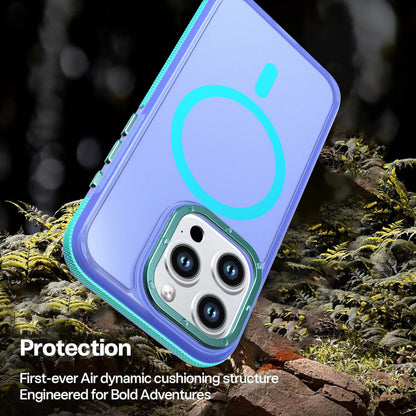 For iPhone 15 Pro Two-tone Contrast Magnetic Phone Case - Blue - EDA009981505B