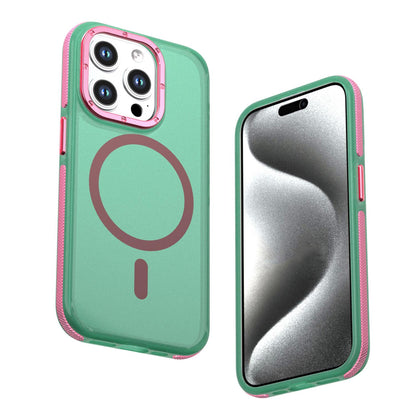 For iPhone 15 Pro Two-tone Contrast Magnetic Phone Case - Green - EDA009981505C