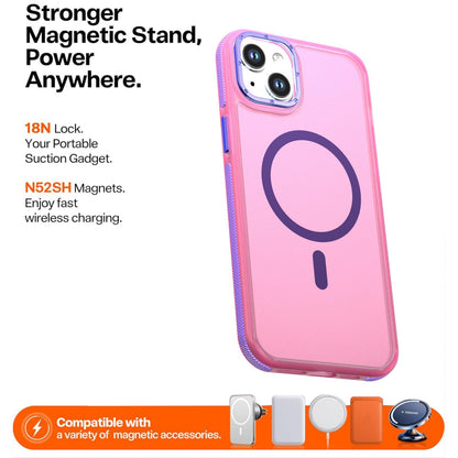 For iPhone 15 Plus / 14 Plus Two-tone Contrast Magnetic Phone Case - Pink - EDA009981507A