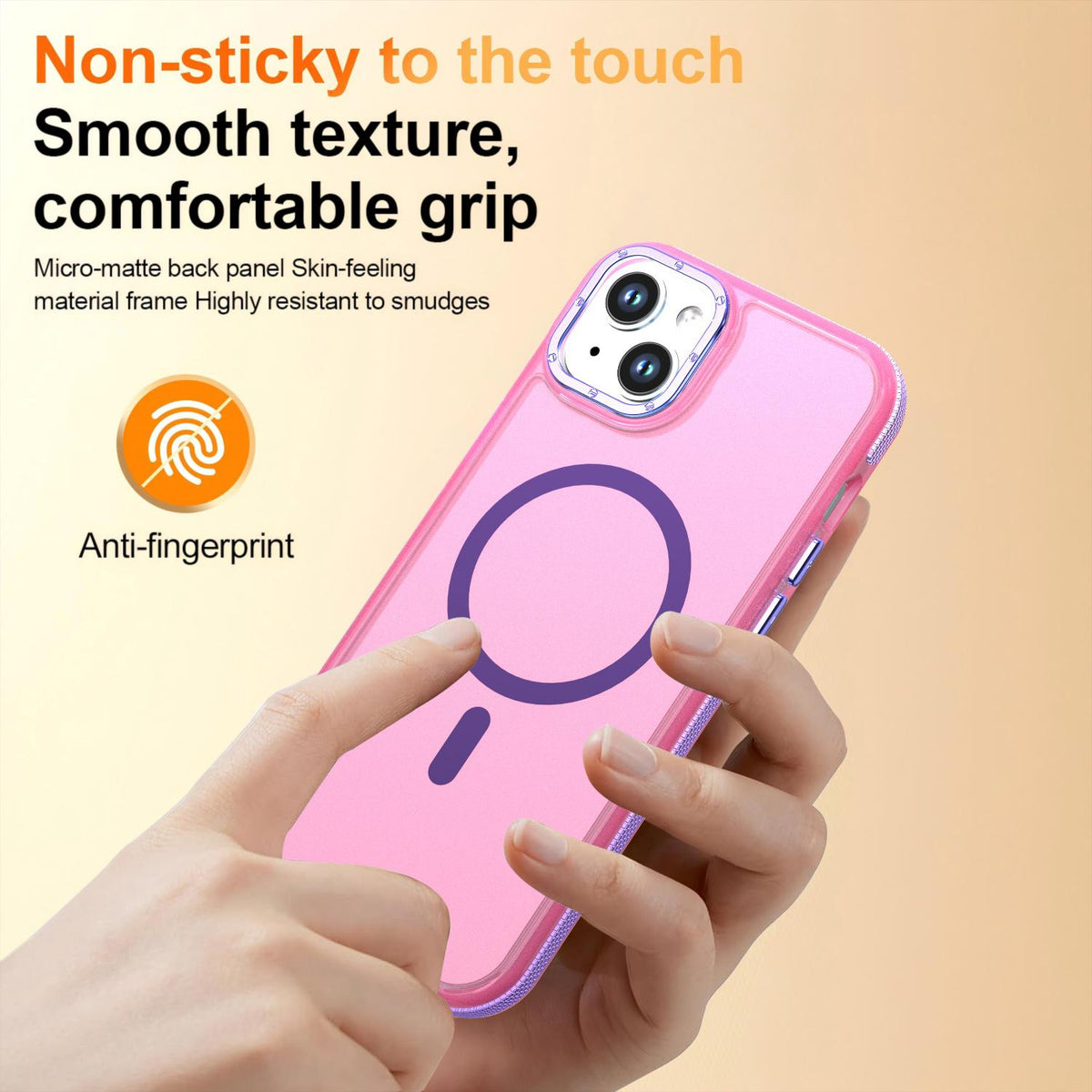 For iPhone 15 Plus / 14 Plus Two-tone Contrast Magnetic Phone Case - Pink - EDA009981507A