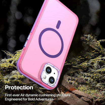For iPhone 15 Plus / 14 Plus Two-tone Contrast Magnetic Phone Case - Pink - EDA009981507A