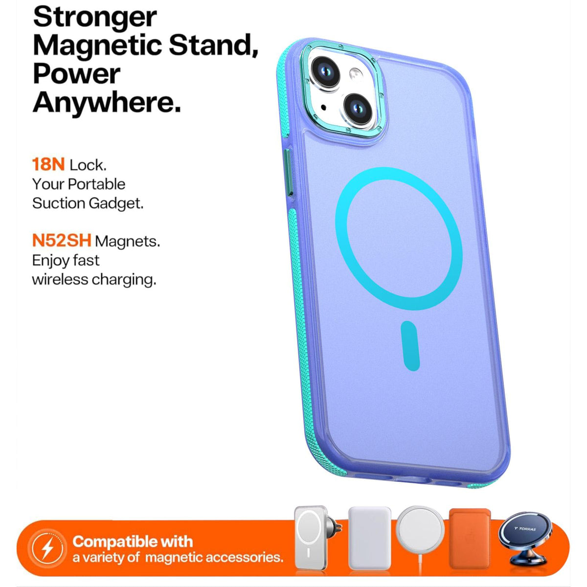 For iPhone 15 Plus / 14 Plus Two-tone Contrast Magnetic Phone Case - Blue - EDA009981507B
