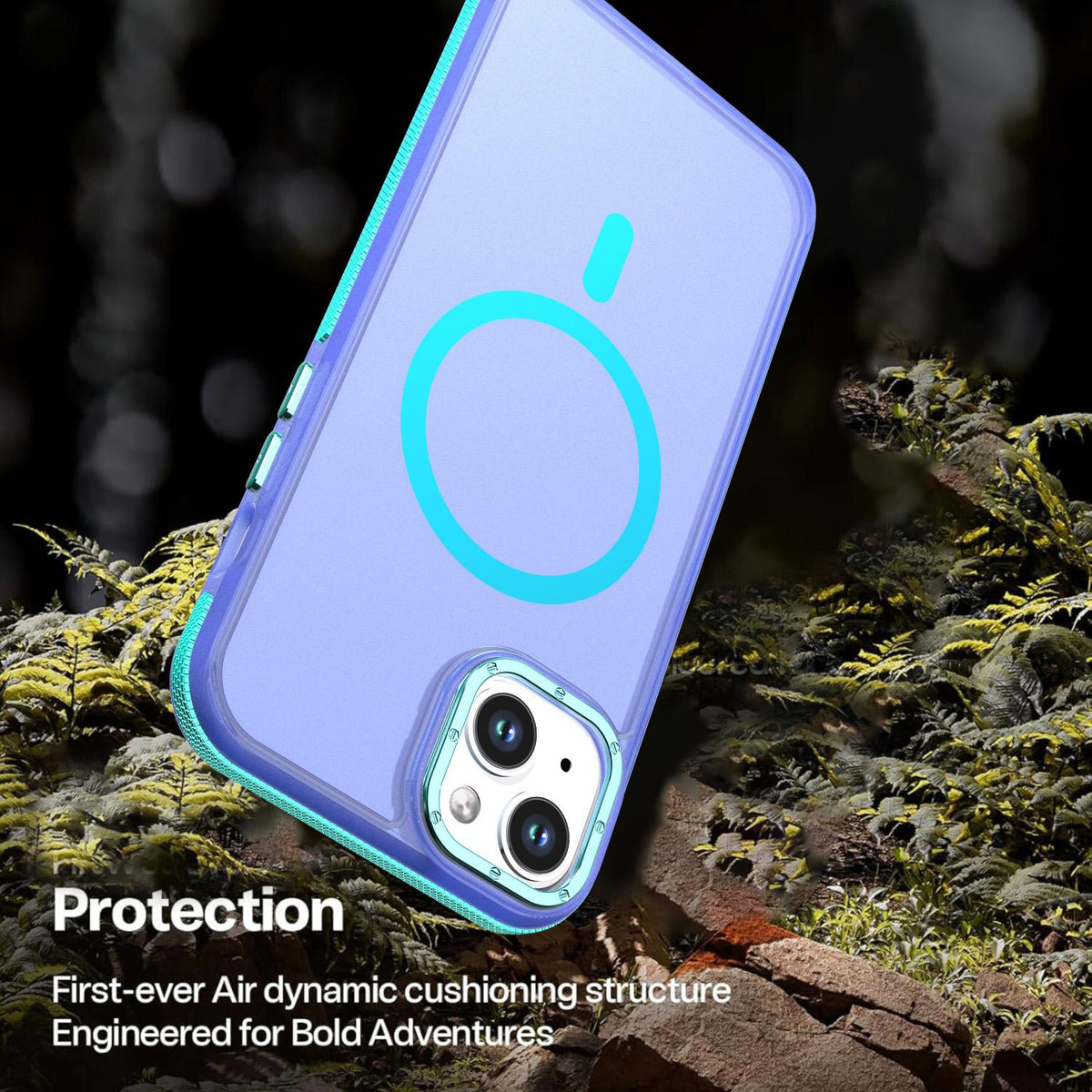 For iPhone 15 Plus / 14 Plus Two-tone Contrast Magnetic Phone Case - Blue - EDA009981507B