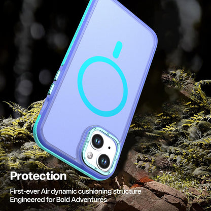 For iPhone 15 Plus / 14 Plus Two-tone Contrast Magnetic Phone Case - Blue - EDA009981507B