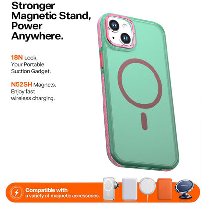 For iPhone 15 Plus / 14 Plus Two-tone Contrast Magnetic Phone Case - Green - EDA009981507C