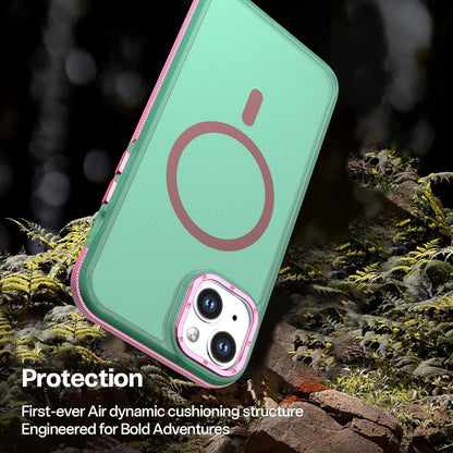 For iPhone 15 Plus / 14 Plus Two-tone Contrast Magnetic Phone Case - Green - EDA009981507C