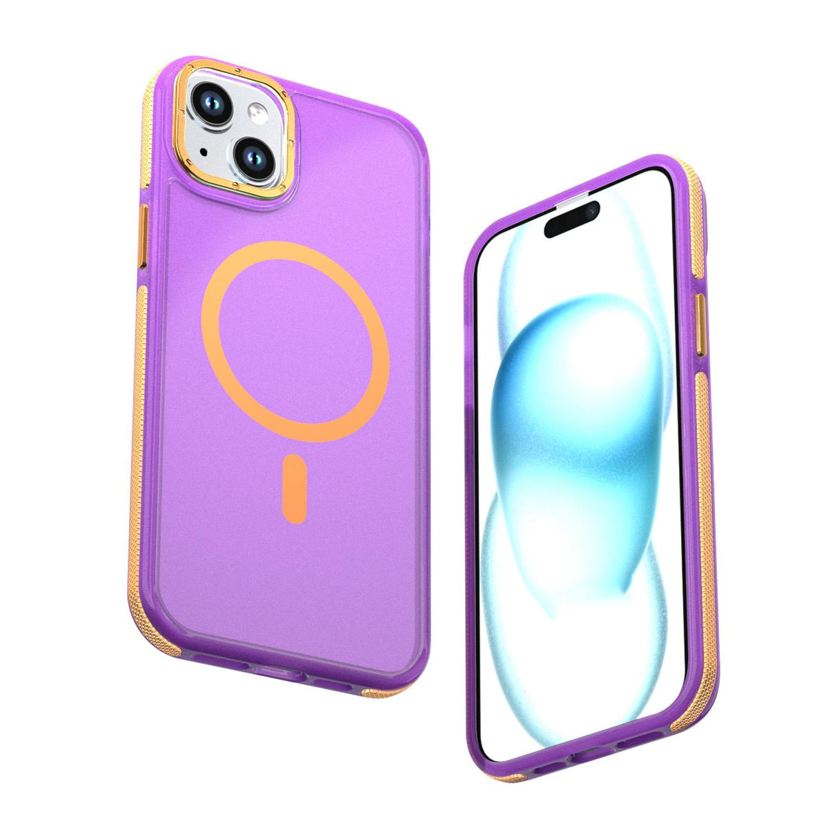 For iPhone 15 Plus / 14 Plus Two-tone Contrast Magnetic Phone Case - Purple - EDA009981507D