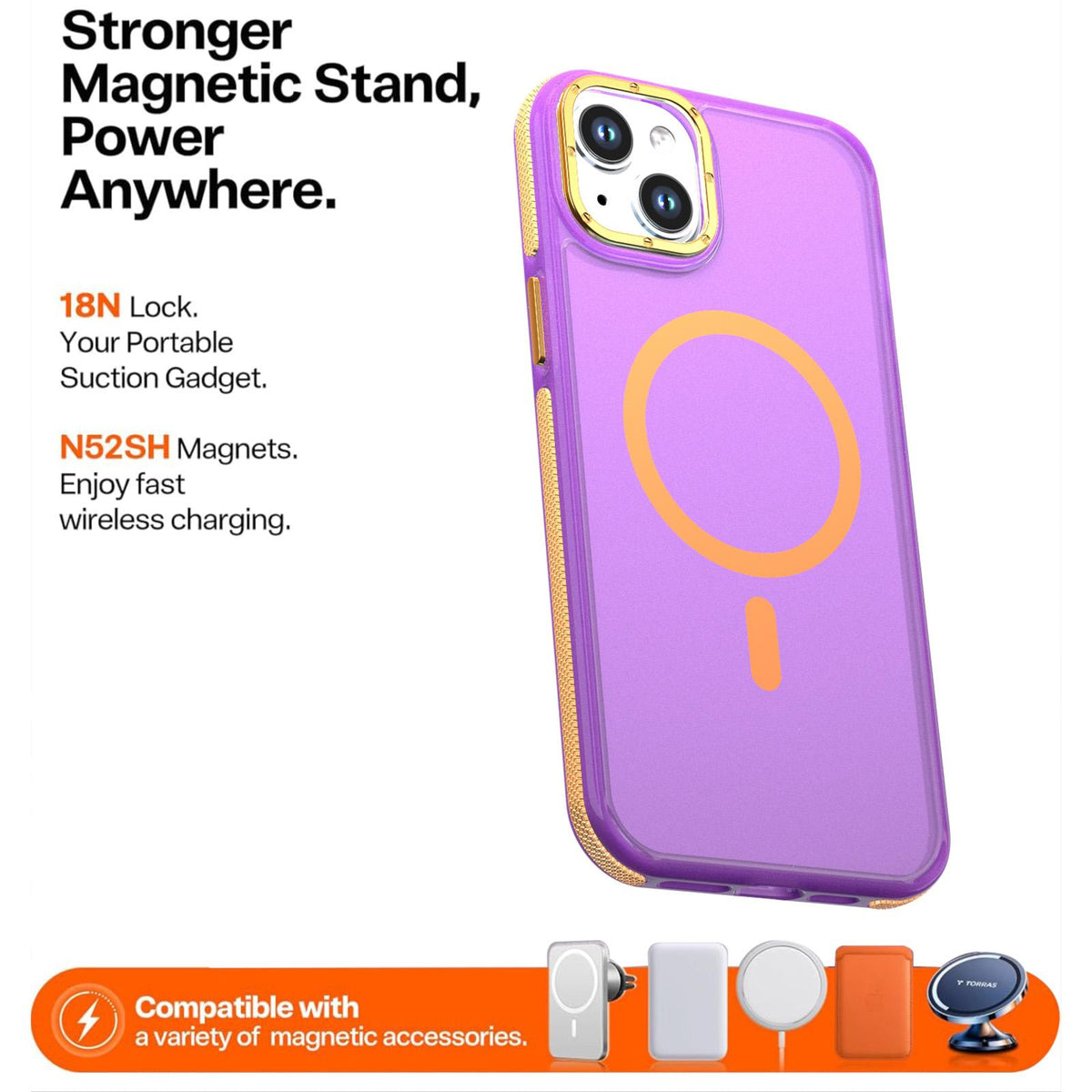 For iPhone 15 Plus / 14 Plus Two-tone Contrast Magnetic Phone Case - Purple - EDA009981507D
