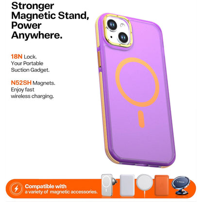 For iPhone 15 Plus / 14 Plus Two-tone Contrast Magnetic Phone Case - Purple - EDA009981507D