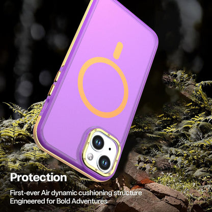 For iPhone 15 Plus / 14 Plus Two-tone Contrast Magnetic Phone Case - Purple - EDA009981507D