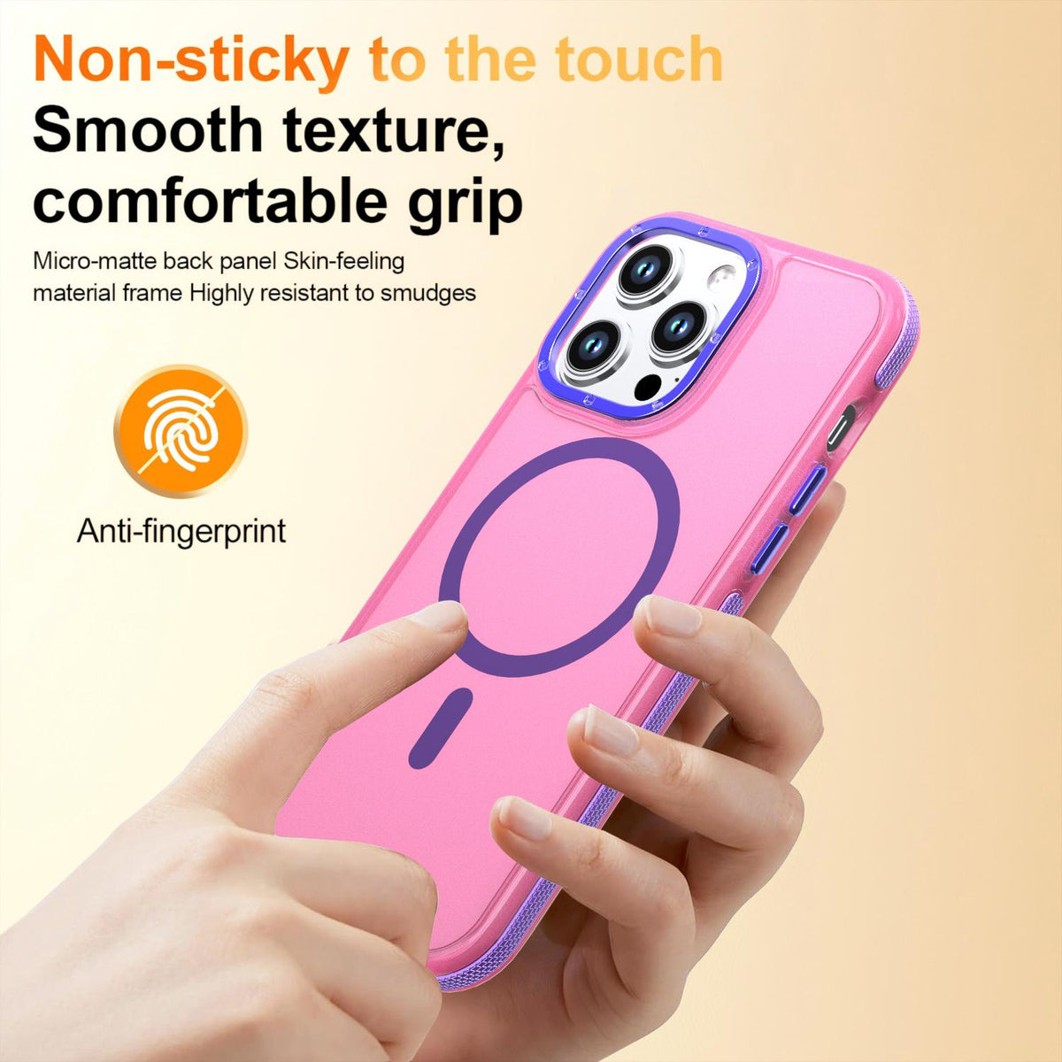 For iPhone 14 Pro Max Two-tone Contrast Magnetic Phone Case - Pink - EDA009981508A